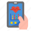 mobilephone, smartphone, application, hand, heart, rate 