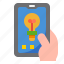 mobilephone, smartphone, application, hand, lightbulb 