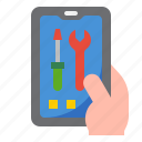 mobilephone, smartphone, application, wrench, tool