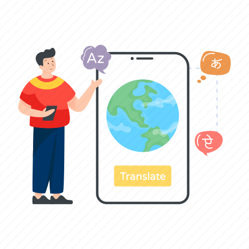 Global language, language learning app, foreign language, mobile app, language translator illustration - Download on Iconfinder