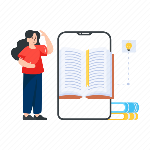 Online education, e learning, learning app, ebook, mobile book illustration - Download on Iconfinder