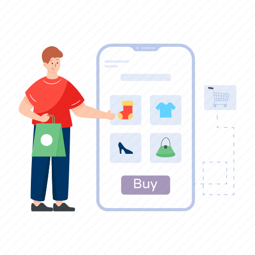 Shopping app, mobile app, mobile shopping, ecommerce app, online shopping illustration - Download on Iconfinder