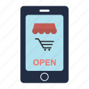 app, cart, mobile, open, shop, shopping