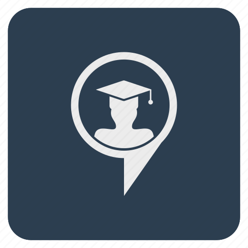 Hat, location, phd, poi, pointer, student, university icon - Download on Iconfinder