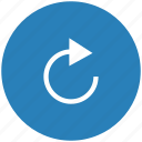 arrow, blue, degree, object, rotate, round