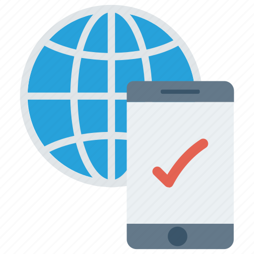 Globe, mobile, phone, tick, world icon - Download on Iconfinder