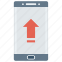 arrow, device, mobile, phone, upload 