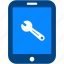 setting, tablet, cog, configuration, preferences, repair, wrench 