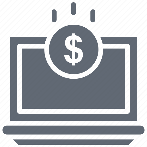 Dollar, laptop, online money, online payment, online work icon - Download on Iconfinder