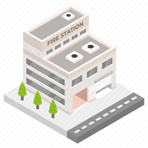 Building, architecture, fire department, fire station, fire brigade illustration - Download on Iconfinder
