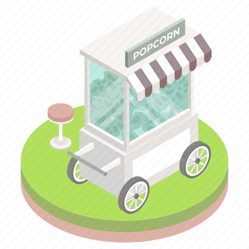 Popcorn cart, popcorn vendor, popcorn machine, popcorn stall, kiosk illustration - Download on Iconfinder