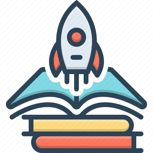 Book, education, knowledge growth, pages, reading, rocket, start icon - Download on Iconfinder