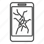 cracked, smartphone, display, vector, thin 
