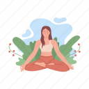 tranquil woman, meditating outdoors, life balance, spiritual practice 