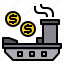 banking, currency, investment, money, payment, ship 