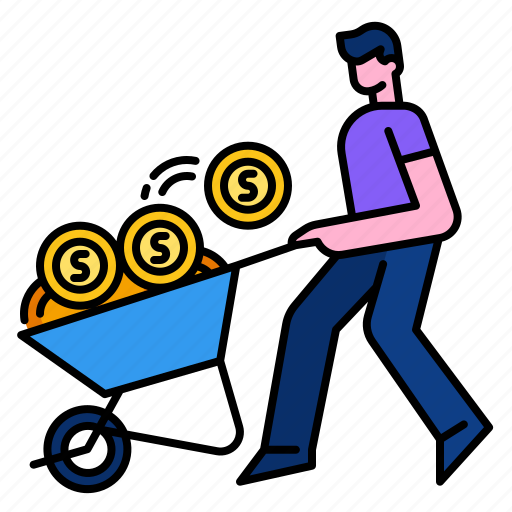 Carryingmoney, coin, earning, making, money, wheelbarrow icon - Download on Iconfinder