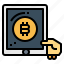 bitcoin, tablet, hand, coin, money 