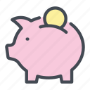 bang, coin, dollar, money, pig, piggy, savings