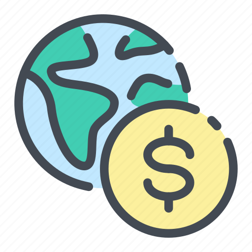 Coin, dollar, earth, globe, money, transaction, worldwide icon - Download on Iconfinder