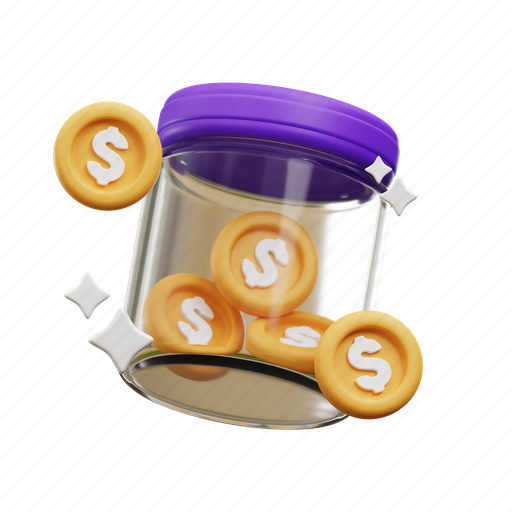 Money, saving, coin, finance, dollar, cash, business 3D illustration - Download on Iconfinder
