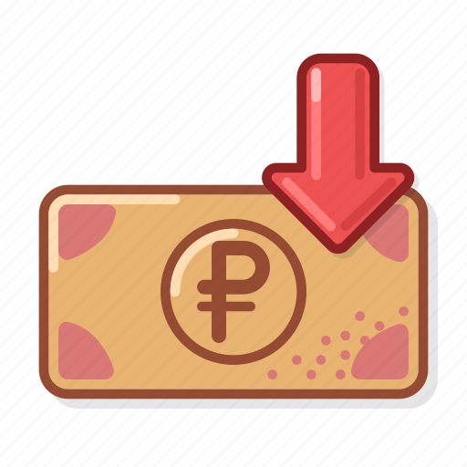 Rub, down, banknote, cash icon - Download on Iconfinder