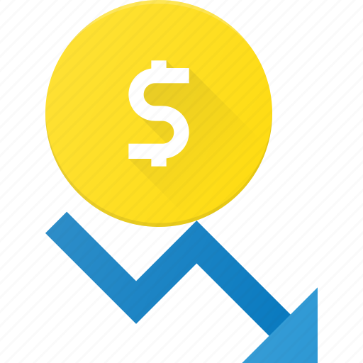 Coins, currency, decrease, dollar, finance, money, stock icon - Download on Iconfinder