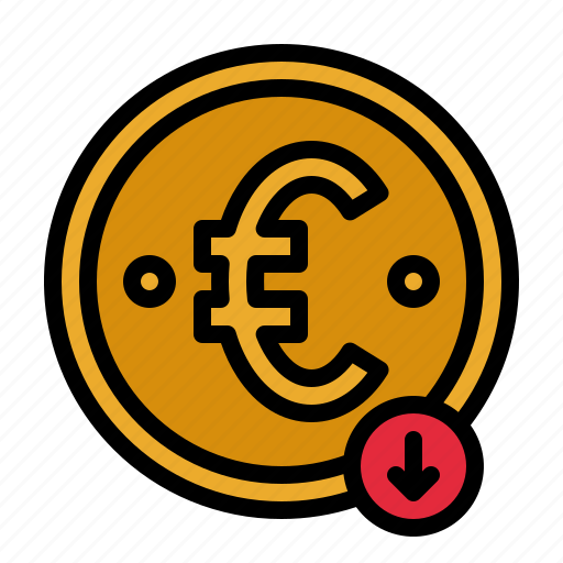 Euro, currency, down, money, loss icon - Download on Iconfinder