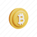 bitcoin, icon, 3d, gold, money, illustration, cartoon 