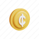 cedis, icon, 3d, gold, money, illustration, cartoon 