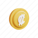 colon, icon, 3d, gold, money, illustration, cartoon 