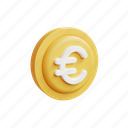 euro, icon, 3d, gold, money, illustration, cartoon 