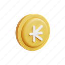 kip, icon, 3d, gold, money, illustration, cartoon 