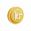 krone, icon, 3d, gold, money, illustration, cartoon 