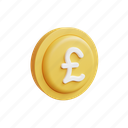 pound, icon, 3d, gold, money, illustration, cartoon 