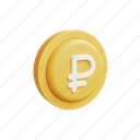 ruble, icon, 3d, gold, money, illustration, cartoon 