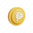 philippine, peso, icon, 3d, gold, money, illustration, cartoon 