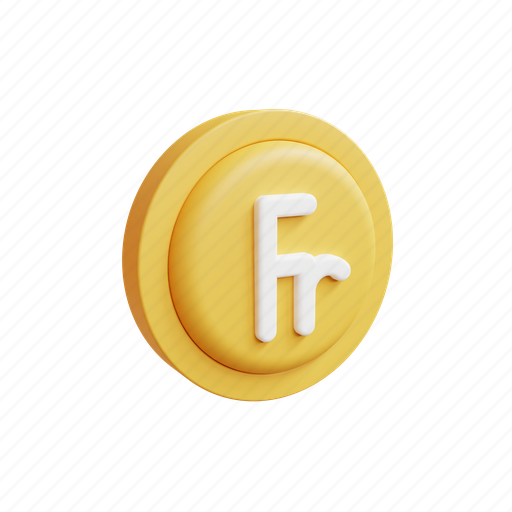 Franc, icon, 3d, gold, money, illustration, cartoon 3D illustration - Download on Iconfinder