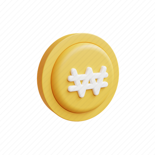 Won, icon, 3d, gold, money, illustration, cartoon 3D illustration - Download on Iconfinder