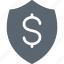 dollar, insurance, money, protection, security, shield 