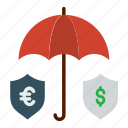 banking, currency, exchange, finance, insurance, money, umbrella