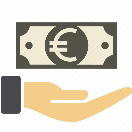 Cash, coin, dollar, euro, hand, income, investment icon - Download on Iconfinder