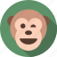 emoticon, expression, face, monkey, rounded, smile 