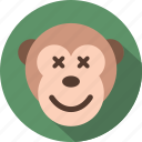 emoticon, expression, face, monkey, rounded, smile