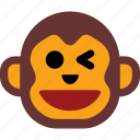 emoticon, face, monkey, expression, happy