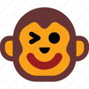 emoticon, face, monkey, expression, happy