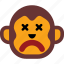 emoticon, face, monkey, sad, sick 