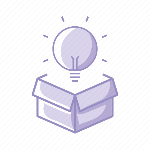 Box, bulb, idea, innovation, purple icon - Download on Iconfinder