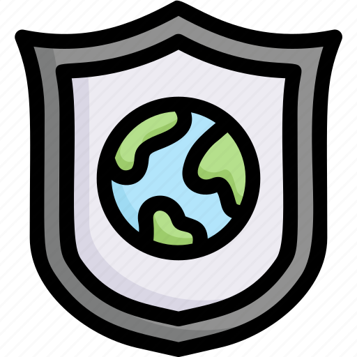 Earth day, earth on shield, ecology, environment, mother, nature, protection icon - Download on Iconfinder