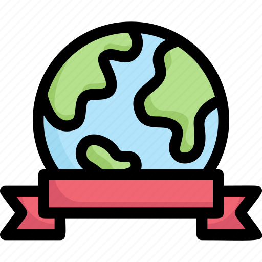 Campaign, earth day, earth with ribbon, ecology, environment, mother, nature icon - Download on Iconfinder