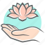 appeasement, care, flower, hand, harmony, lotus 